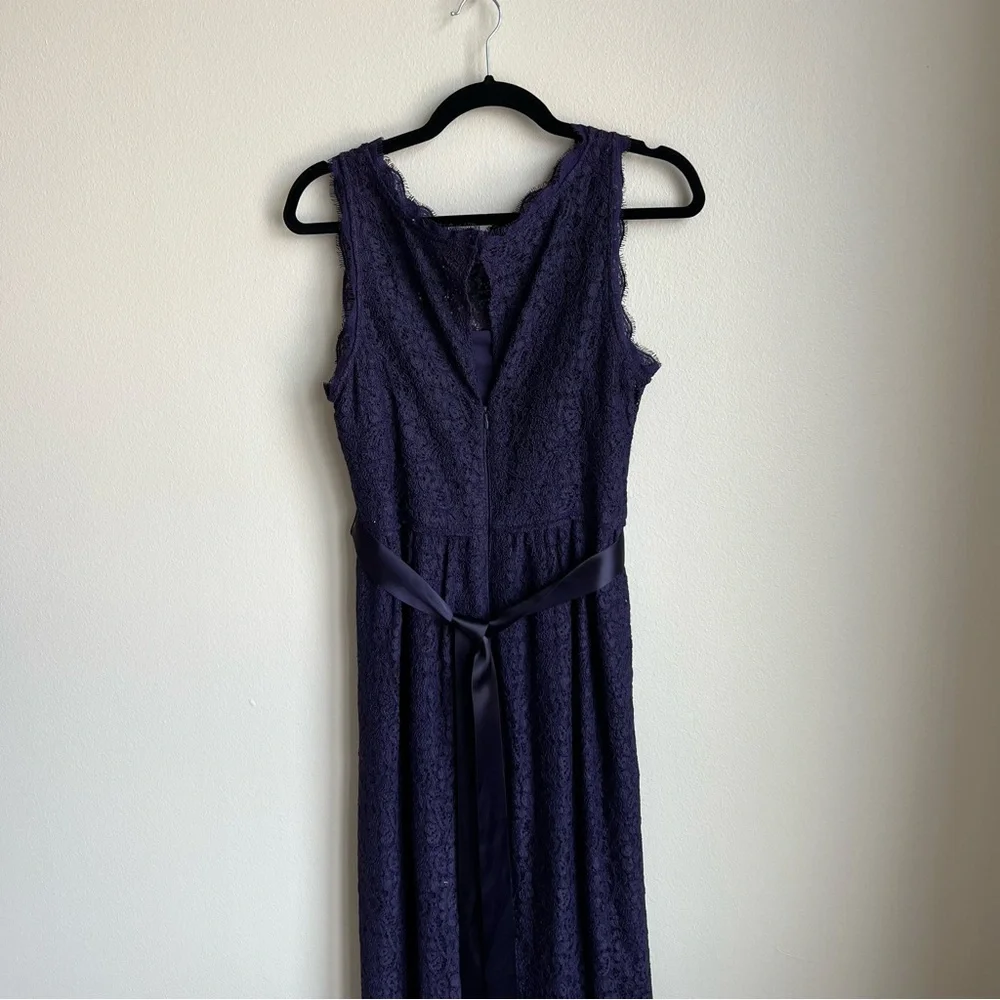 Adrianna Papell Purple Sleeveless Lace Illusion Column Gown, Size 12 - Picture 5 of 8